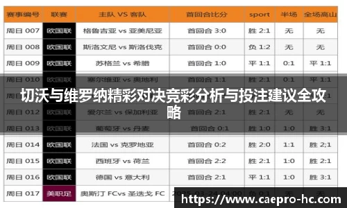 切沃与维罗纳精彩对决竞彩分析与投注建议全攻略