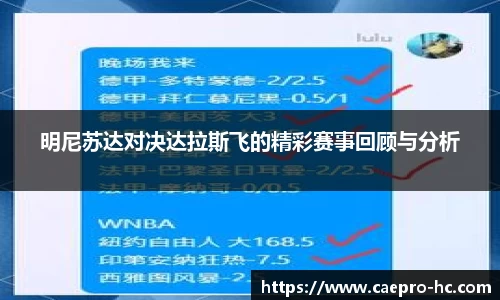 明尼苏达对决达拉斯飞的精彩赛事回顾与分析
